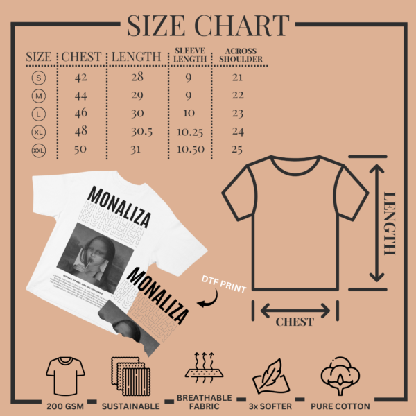 Size Chart Beige Oversized Tshirt