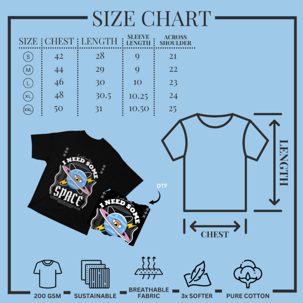 Size Chart Black Oversized Tshirt