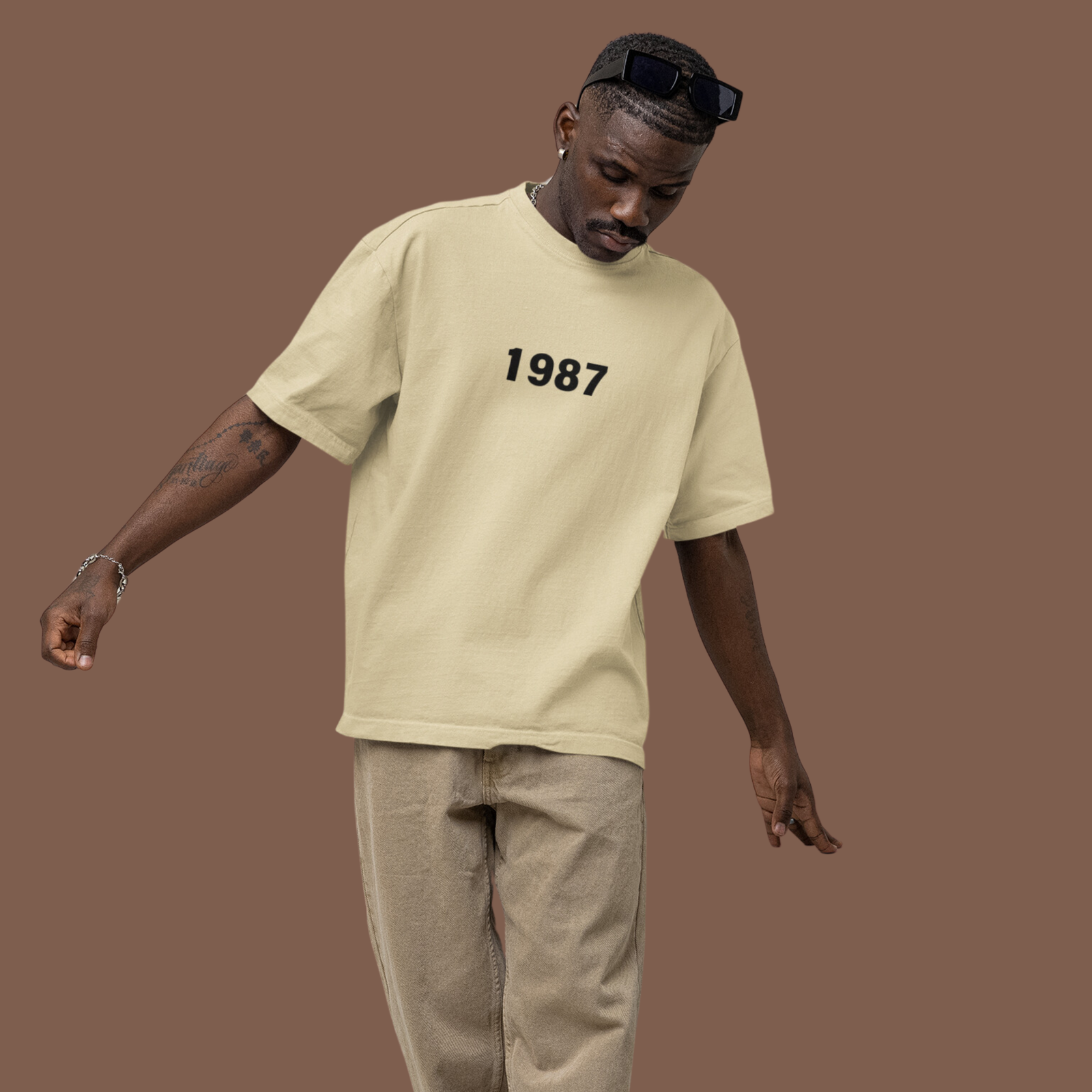 The Weeknd Beige Oversized Tshirt