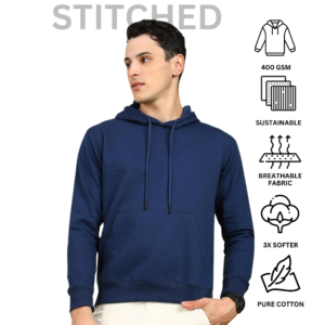 Cobalt Blue Unisex Solid Regular Fleece Hoodie