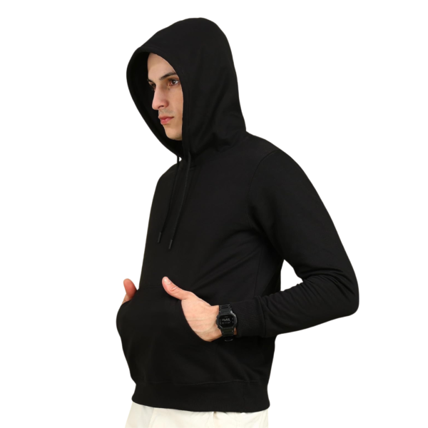 Black Unisex Solid Regular Fleece Hoodie