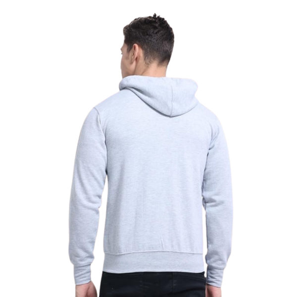 Grey Unisex Solid Regular Zipper Hoodie - Image 3