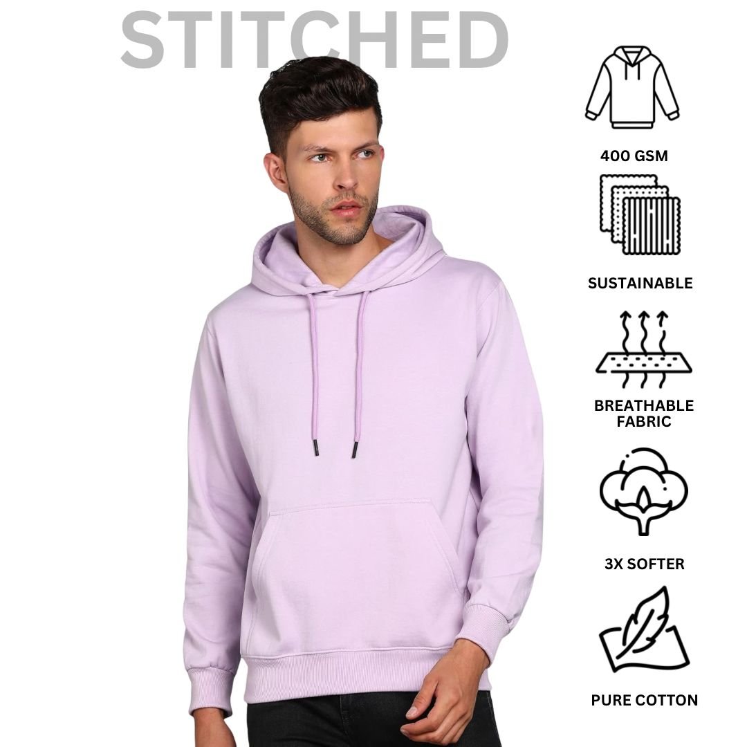 Purple Solid Regular Hoodie